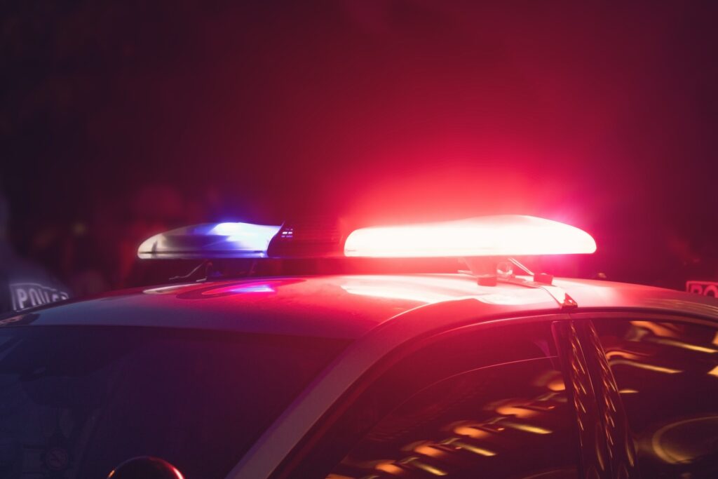 police car after accident or incident