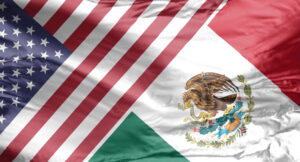 United States of America flag and the Mexico flag