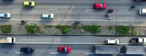 Motorcycle lane splitting in traffic on highway