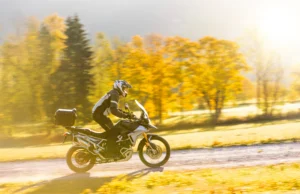 Individual rider of a motorized bike on a designated trail that is sometimes shared or dedicated to pedestrians or non-motorized bicycles.