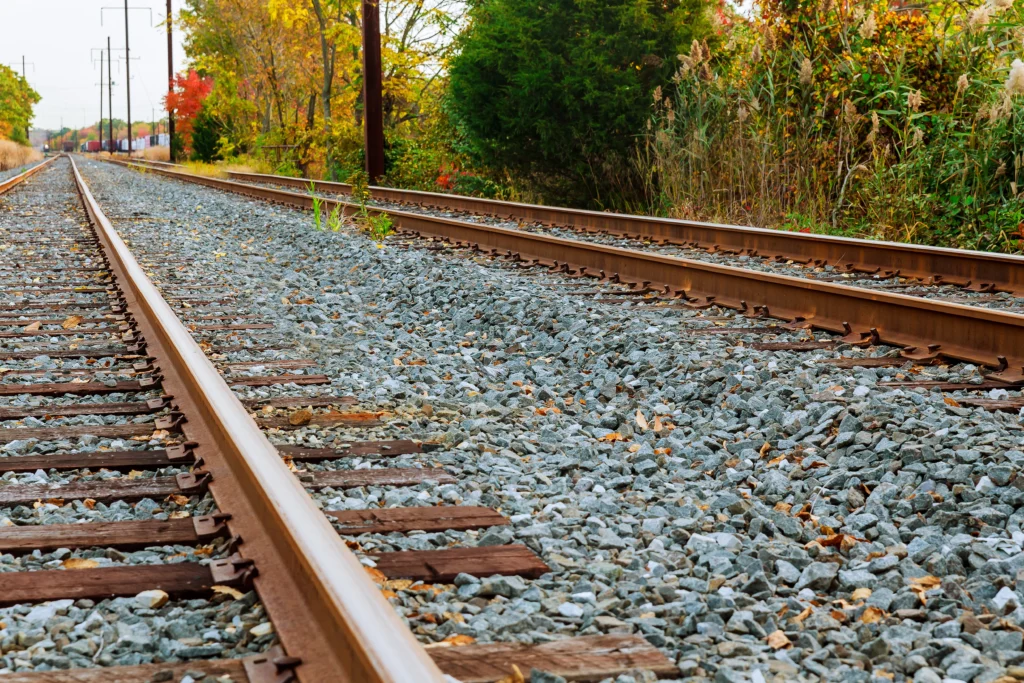 Empty railroad tracks of train where accidents can occur