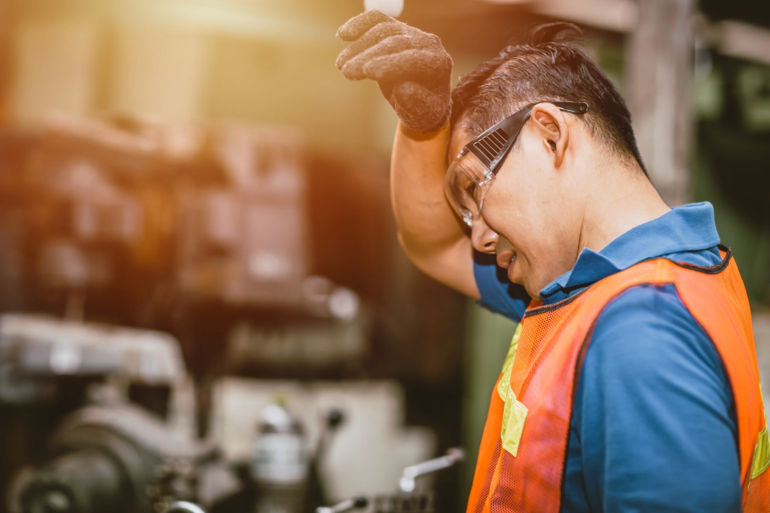 A warehouse employee working in a hot environment that should be monitored by the employer to ensure the head index does not exceed legal and safe working conditions; otherwise, a workers' compensation claim may be filed.